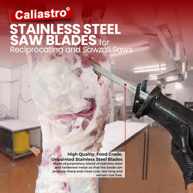 Caliastro blade pack label displaying 5-pack and rust-resistant steel