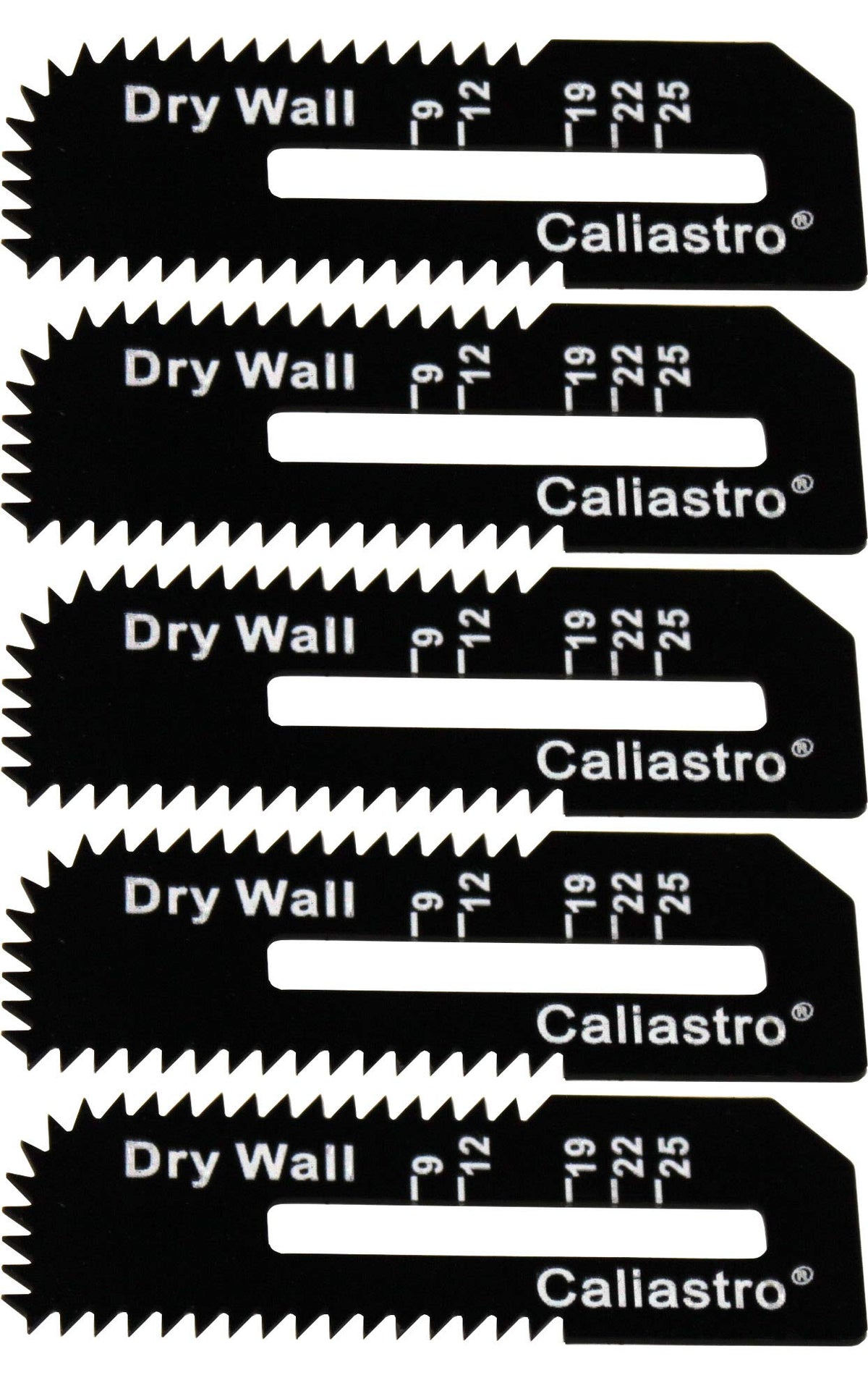 Caliastro 5-pack drywall cut-out blades in a hard case for precise cuts
