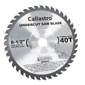 Caliastro undercut saw blade close-up showing carbide teeth for clean cuts.