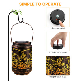 Calibron easy-use solar lantern switches on for hassle-free evenings.