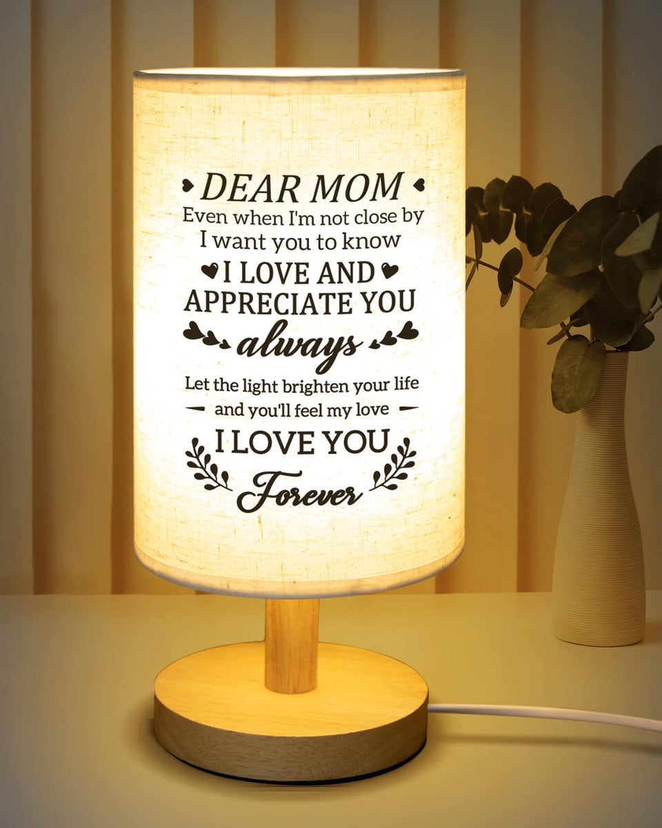 Calibron gifts for mom lamp with wooden stand offers warm light for cozy evenings.