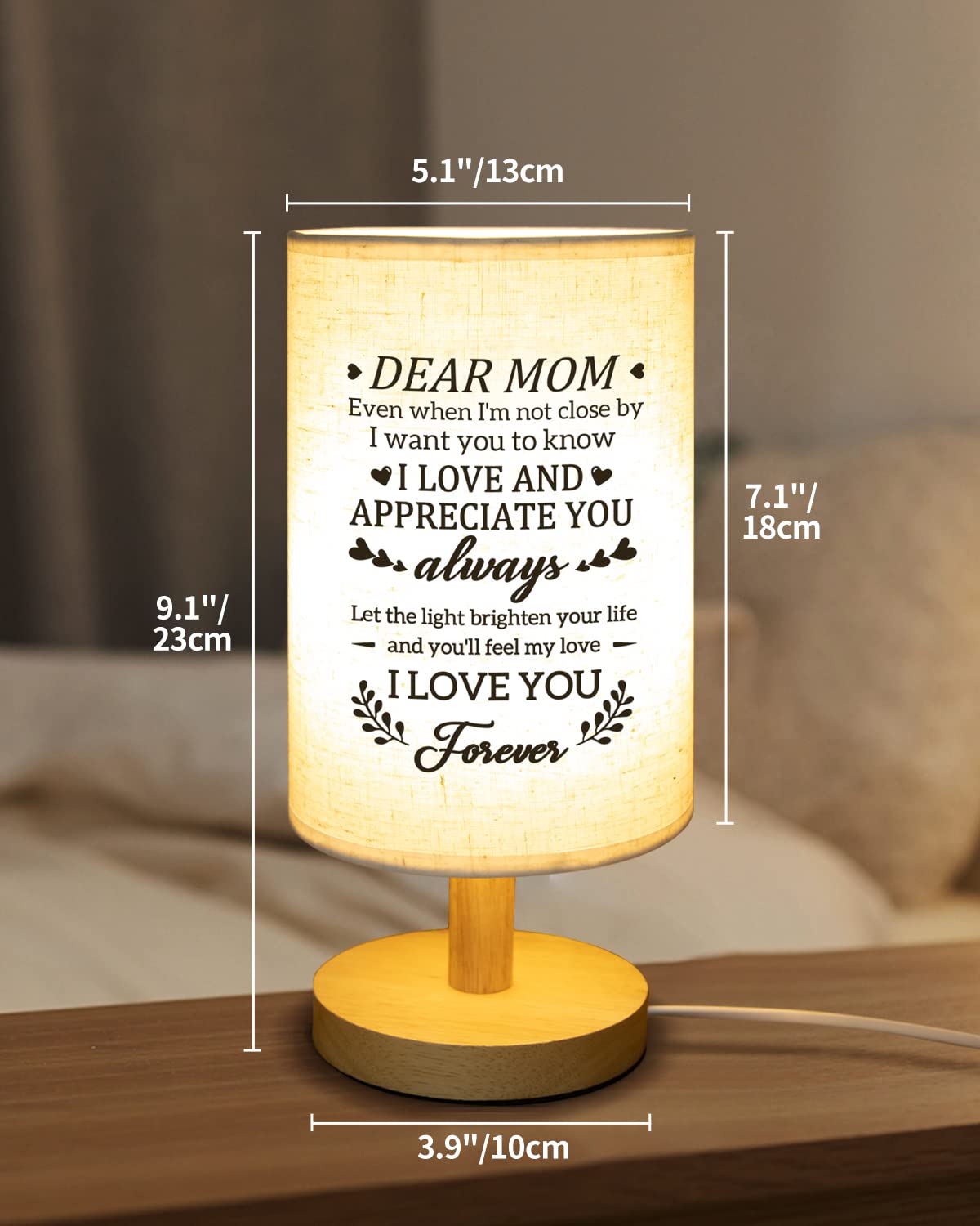 Calibron mom birthday gift LED lamp emits gentle glow for relaxing evenings.
