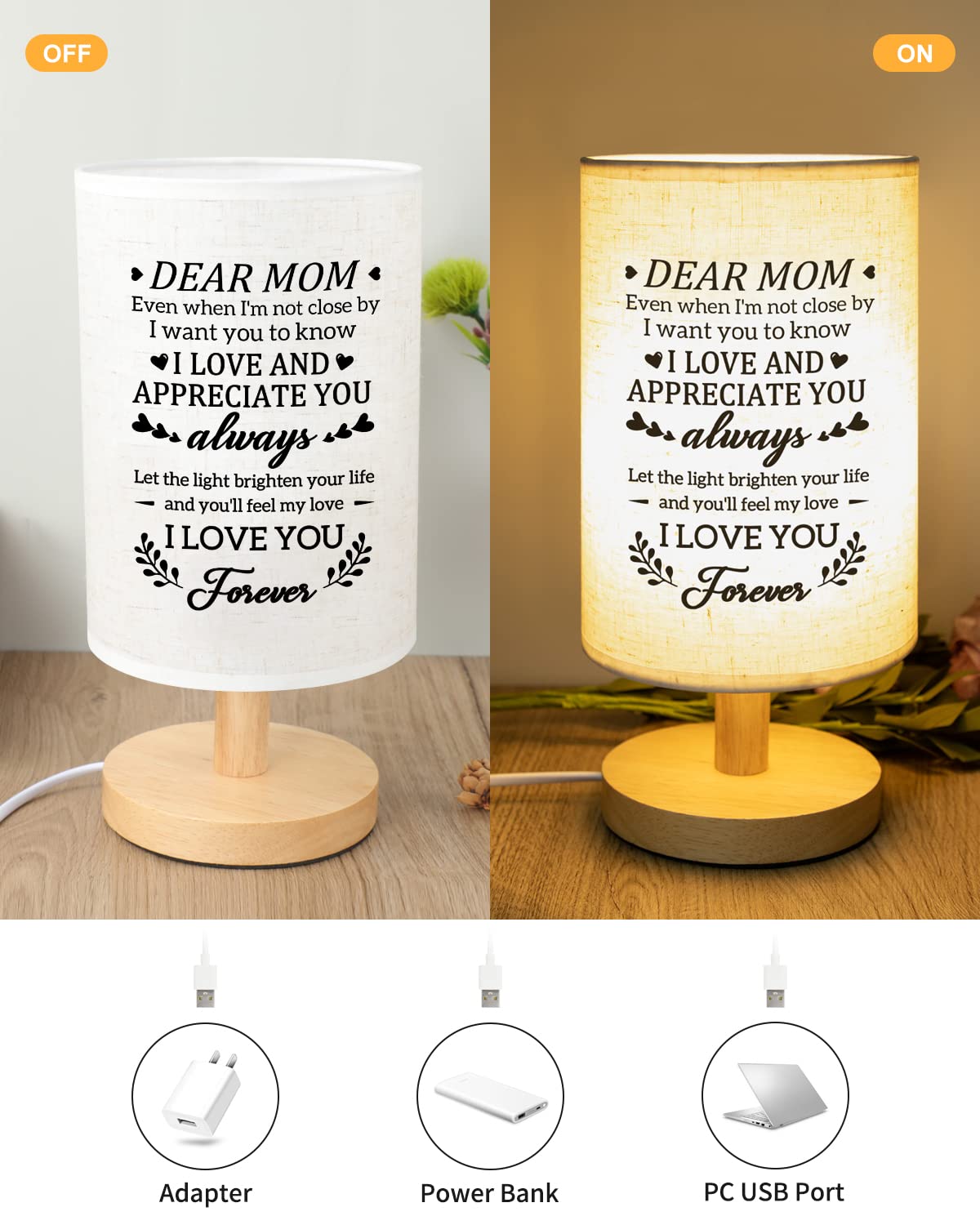 Calibron retirement gift table lamp with wooden base creates warm, inviting spaces.