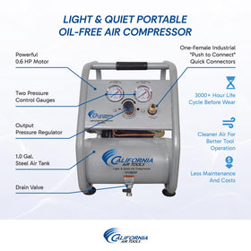 California Air Tools CAT-1P1060SP compact side profile for easy transport.
