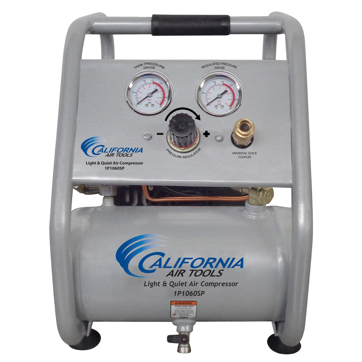 California Air Tools CAT-1P1060SP front view shows ultra-quiet operation for indoor use.