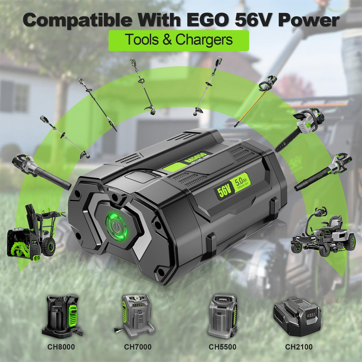 CaliHutt 56V battery 5Ah capacity offers longer lawn sessions