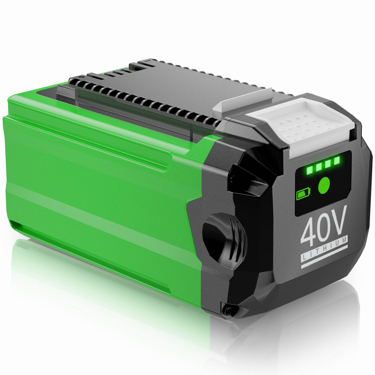 CaliHutt 6.0Ah 40V battery front view for GreenWorks, emphasizing compatibility and power