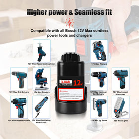 CaliHutt Bosch 12V battery side view highlights slim profile for tool access