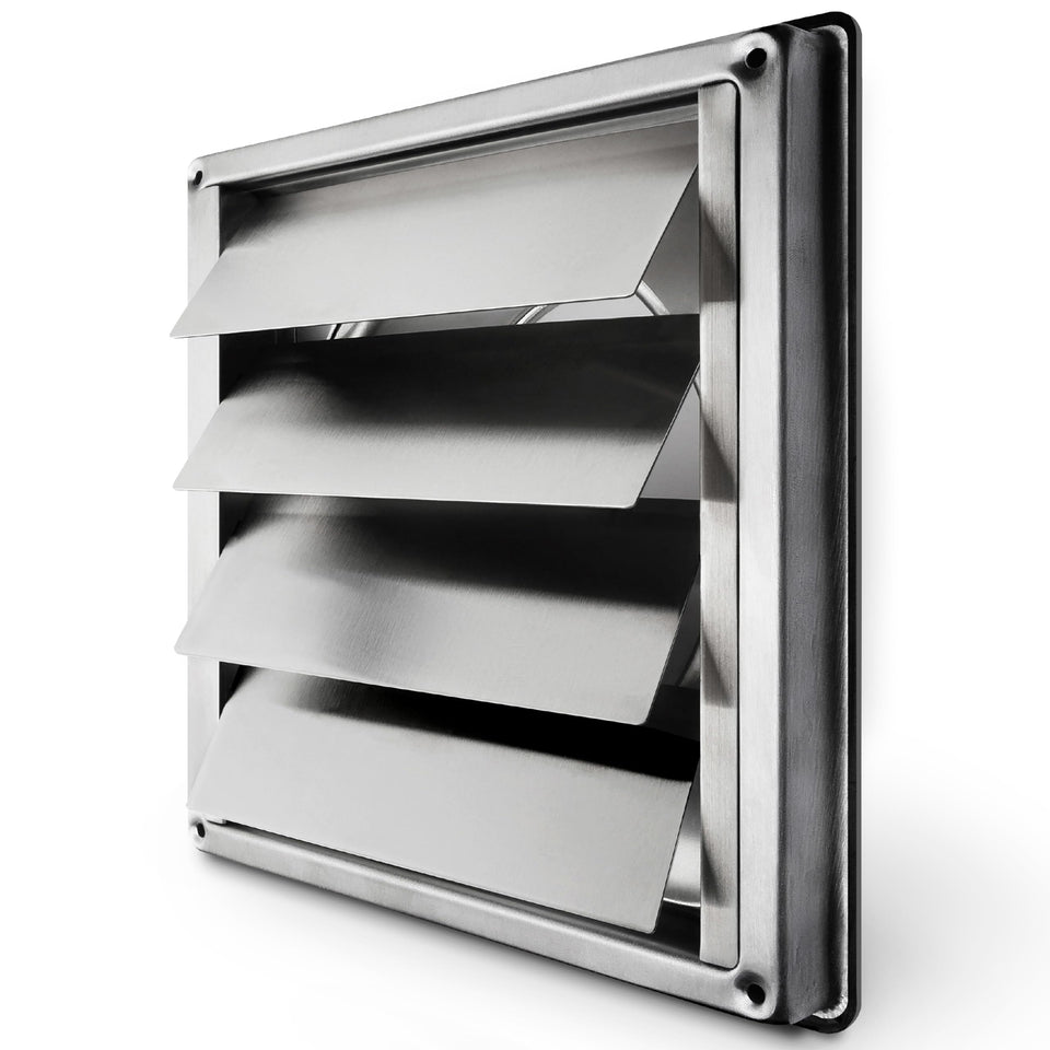 Calimaero VKE4 outdoor stainless steel grille protects exterior vents and prevents drafts.