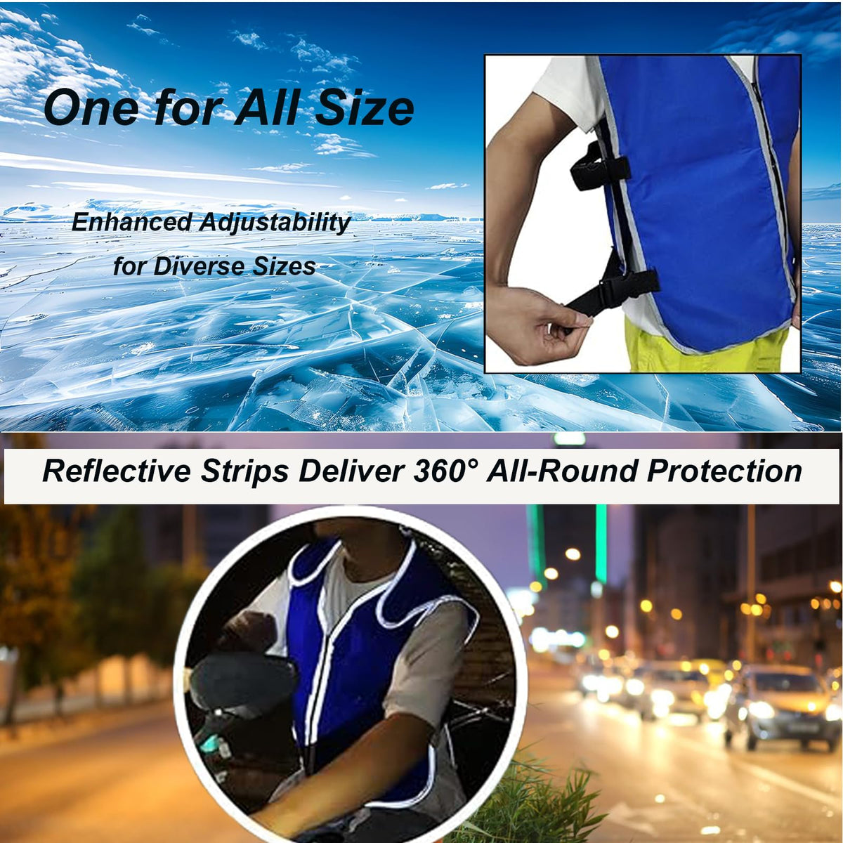 Callicebus Ice Vest features 360° reflective strips for safe evening activity.
