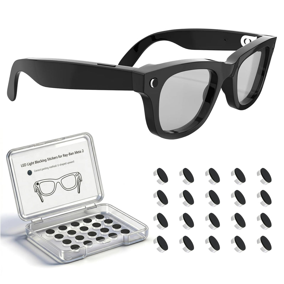 Callsky-Pro LED sticker showing discreet camera indicator for Meta glasses.
