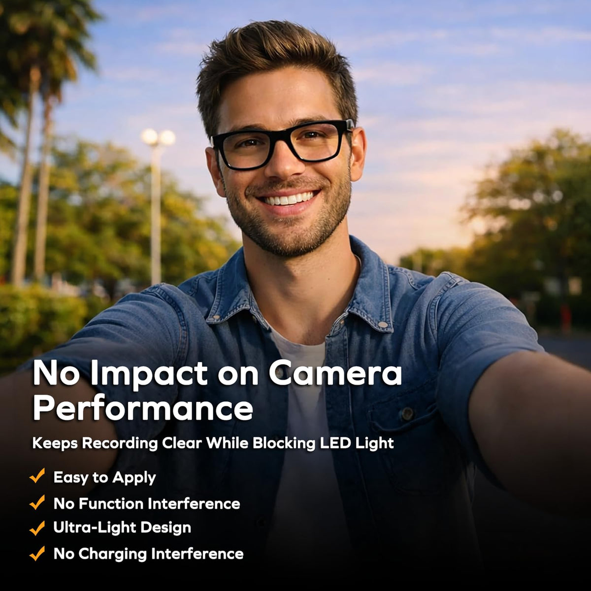 Callsky-Pro LED sticker compatible with Ray-Ban Wayfarer for discreet wear.
