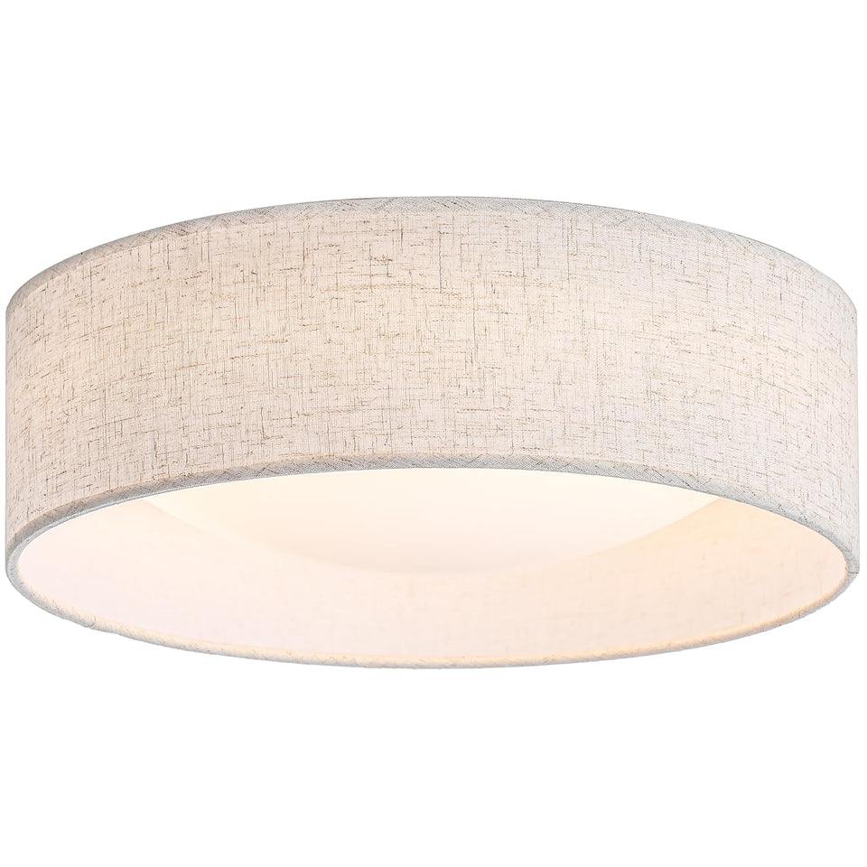 CALOKES 13-inch fabric flush mount light shade offers warm ambience.