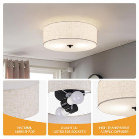 CALOKES ceiling light shows dual E26 sockets for versatile bulb options.