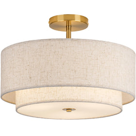CALOKES double drum gold 3-light semi flush mount in a living room setting