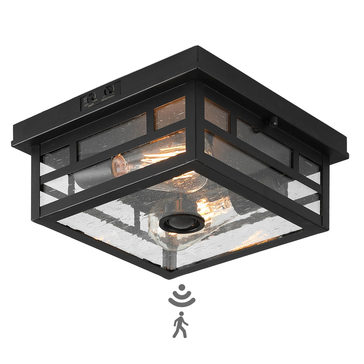 CALOKES outdoor flush-mount light displaying a die-cast aluminum frame for porch durability