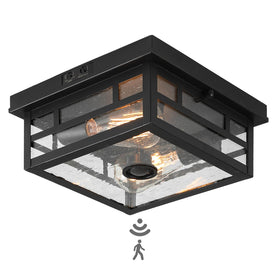 CALOKES outdoor flush-mount light displaying a die-cast aluminum frame for porch durability