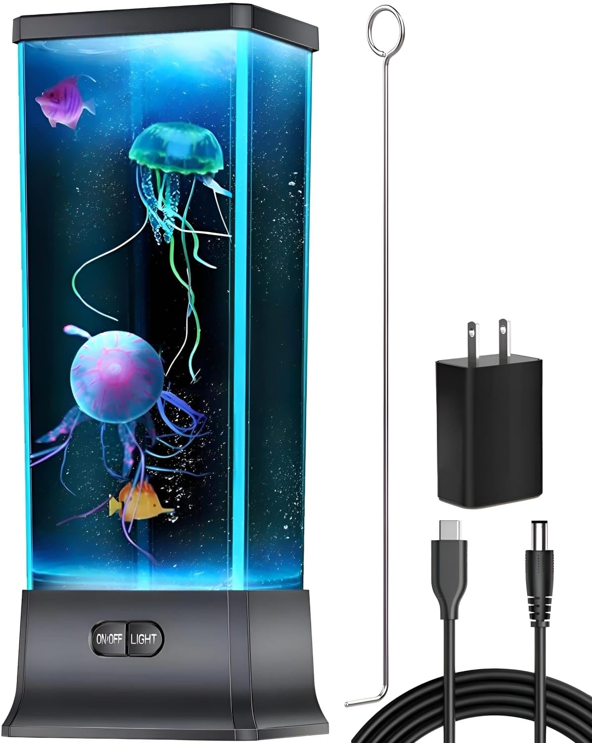 CALOVER Jellyfish Lamp on a desk emits calming glow for focus.