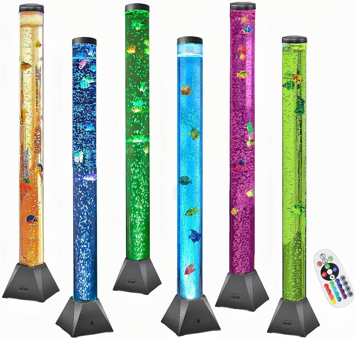 CALOVER sensory fish bubble tube lamp from the front view for calming home ambiance.