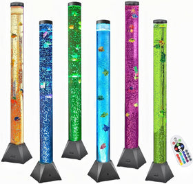 CALOVER sensory fish bubble tube lamp from the front view for calming home ambiance.