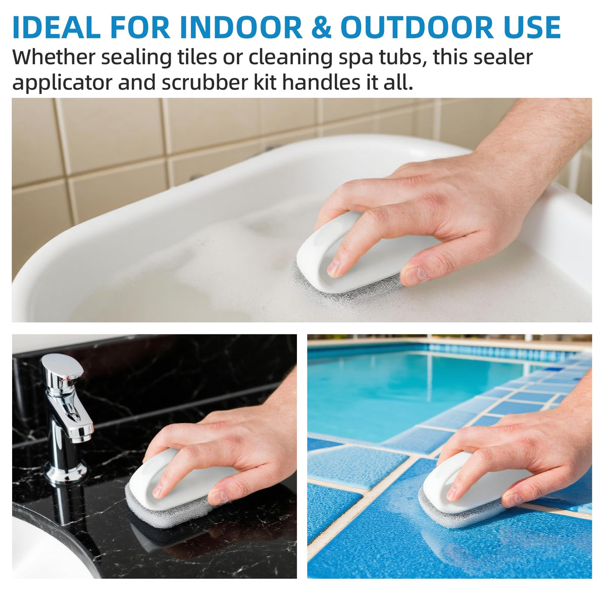 Indoor and outdoor use on marble, granite, concrete, and tile surfaces.