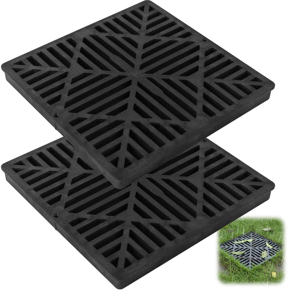 Calvana 12-inch catch basin drain grate with diamond openings for debris control.