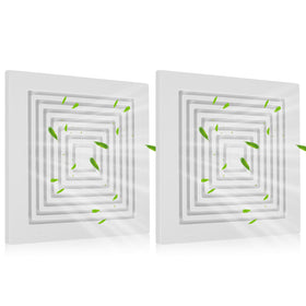 Calvana BP90 bathroom exhaust fan cover in white, square grille for improved airflow.