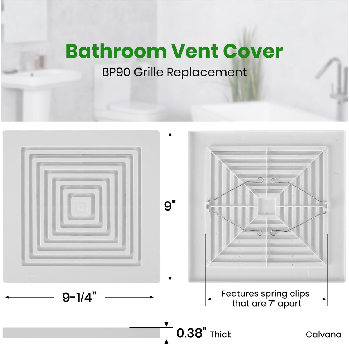 Calvana BP90 square-mount cover demonstrates versatile ceiling or wall installation.