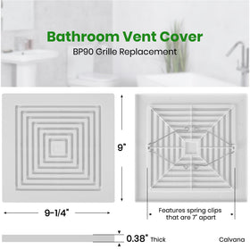 Calvana BP90 square-mount cover demonstrates versatile ceiling or wall installation.