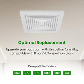 Calvana BP90 white finish blends with ceiling decor and vent area.