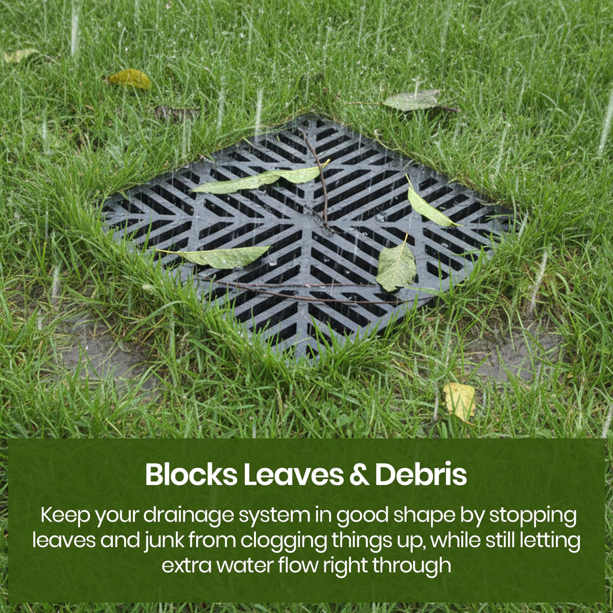 Calvana fiberglass-reinforced drain cover adds outdoor durability.