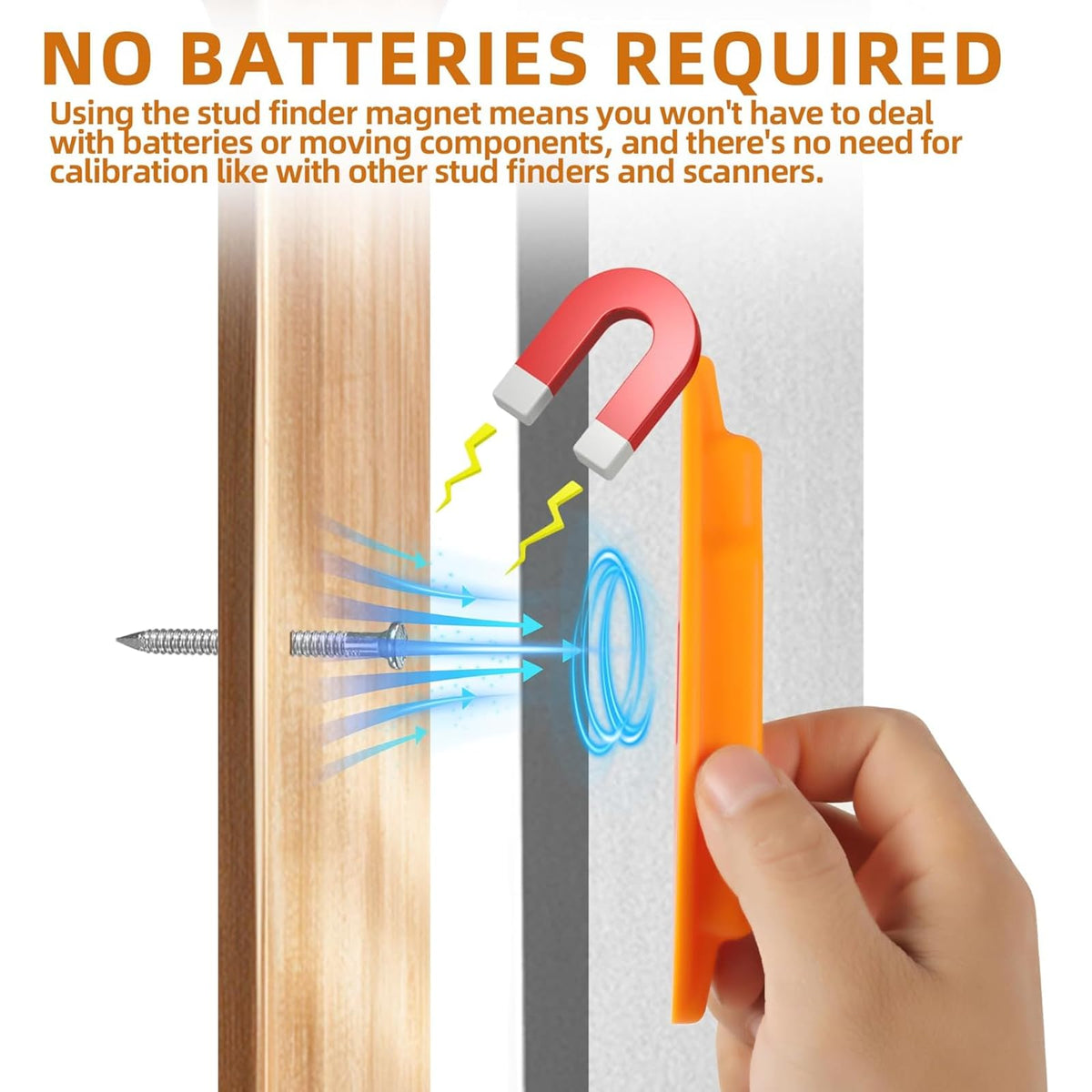 Calvana stud finder magnet with ergonomic grip offers comfortable, steady wall scanning.