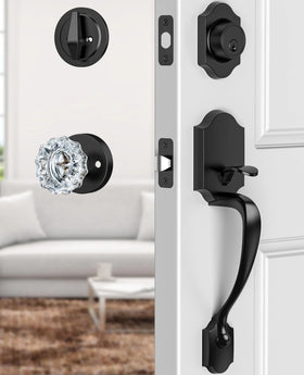 Calzibeno crystal knob front door close-up with durable base