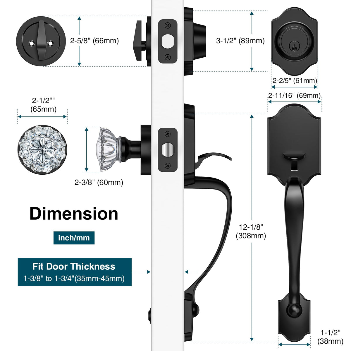 Calzibeno reversible door handle for left or right doors