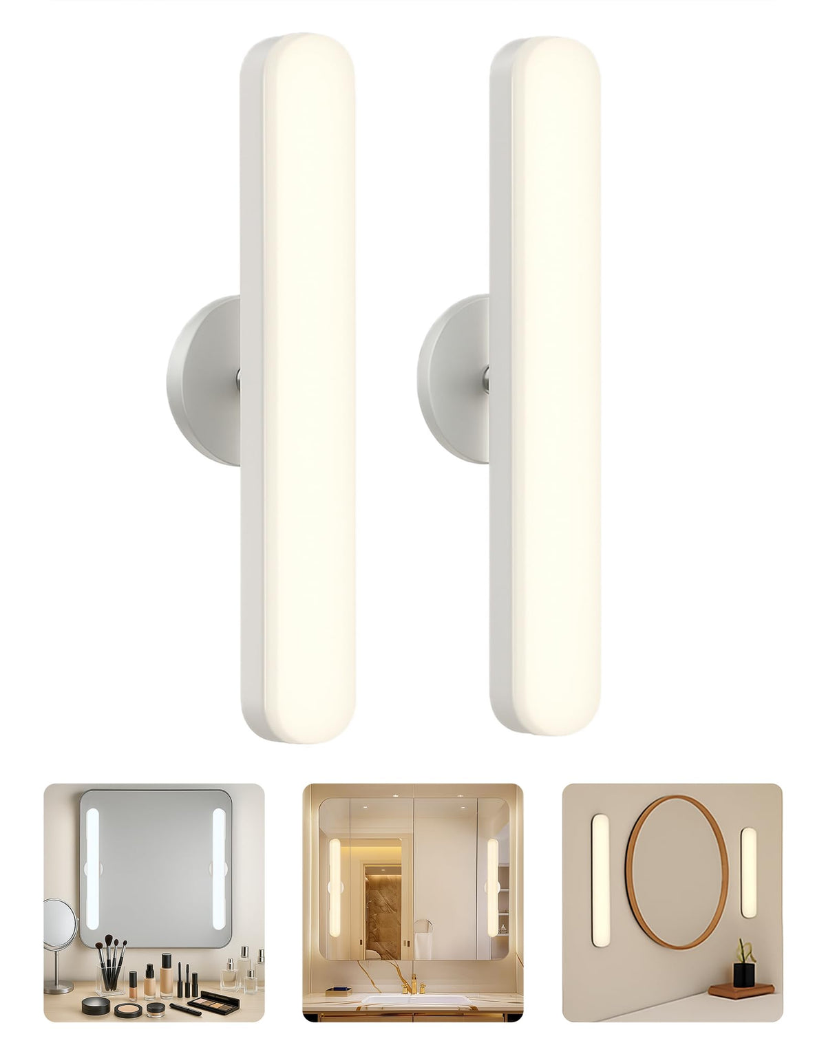 cambk duo vanity light bars illuminate makeup areas evenly.
