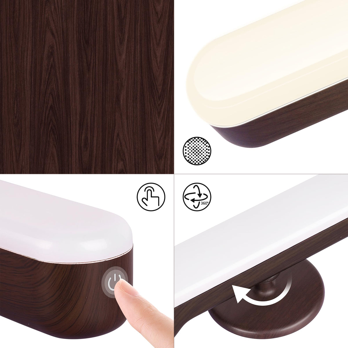 cambk slim 11-inch light bar in dark brown wood finish adds warm, modern touch