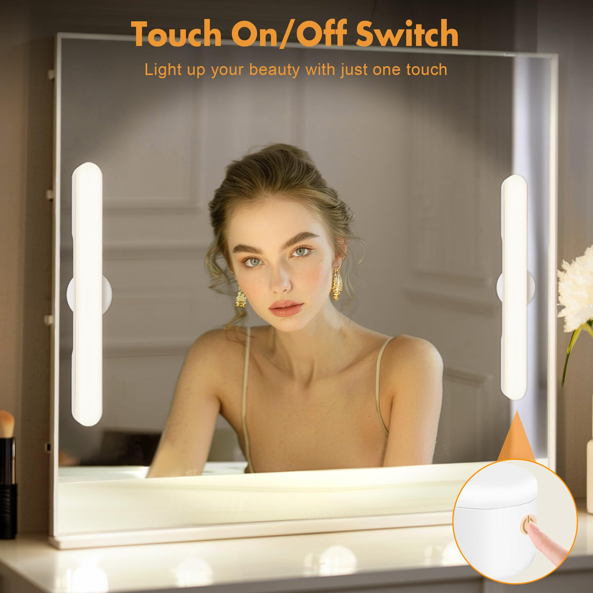 cambk stick-on vanity lights attach without drilling for easy upgrades.