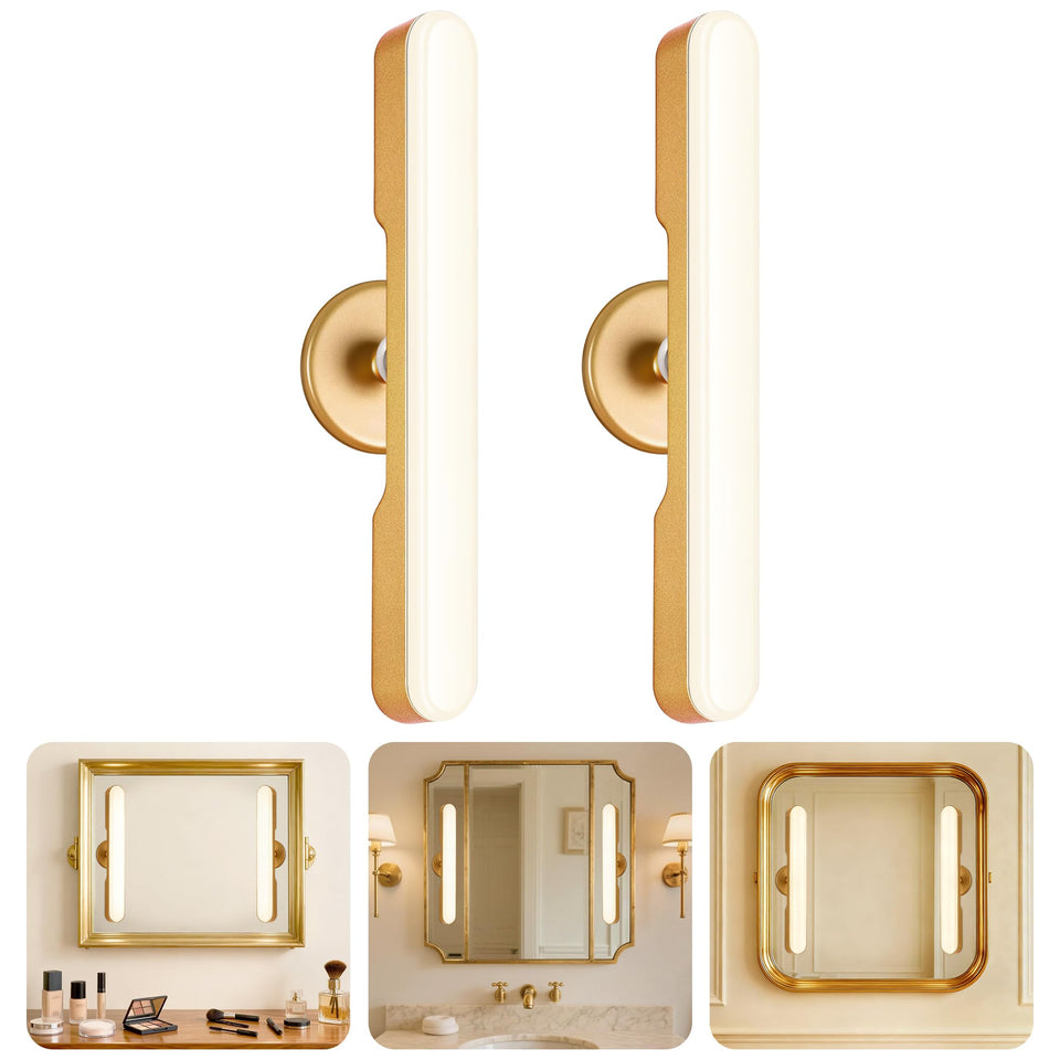 cambk two light bars on vanity mirror for even makeup lighting
