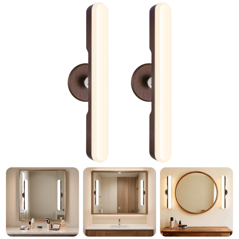 cambk two wireless vanity lights on mirror offer cordless setup for easy makeup sessions