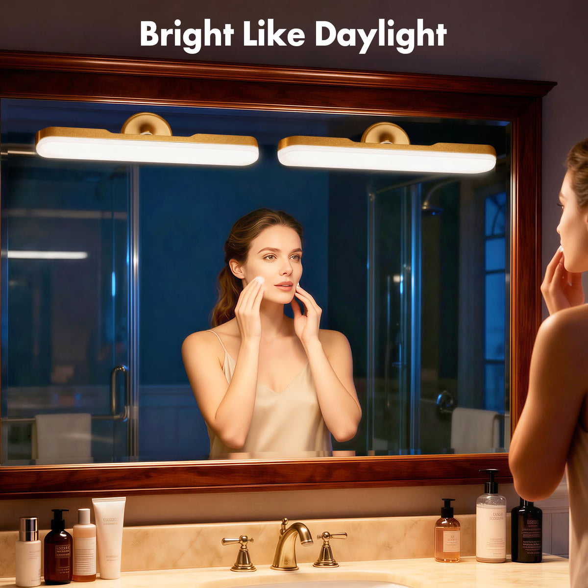 cambk wireless vanity light stick-on on mirror for cordless setup