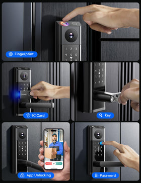 Camcamp smart lock with camera in night vision for porch monitoring