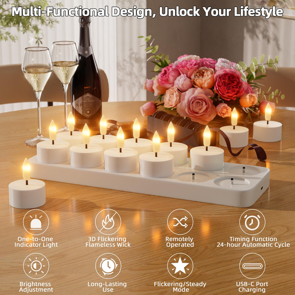 CAMCLIM energy efficient LED tea lights for extended use