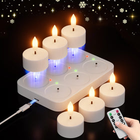 CAMCLIM rechargeable tea light with charging station for elegant ambiance.