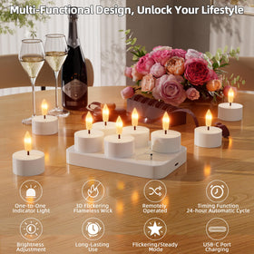 CAMCLIM six-pack LED candles brighten dinners and celebrations.