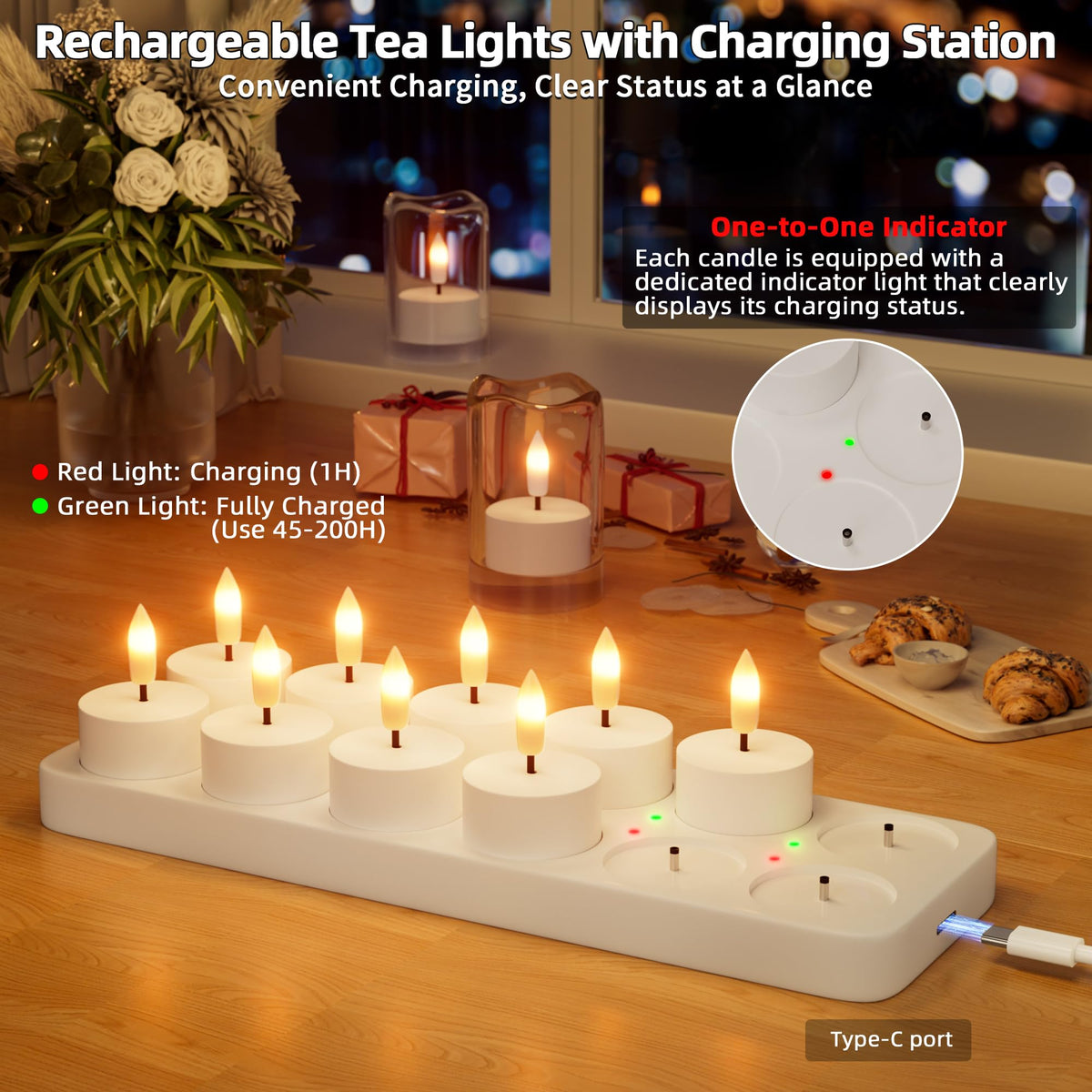 CAMCLIM tealights flicker realistically to create a cozy ambiance at events