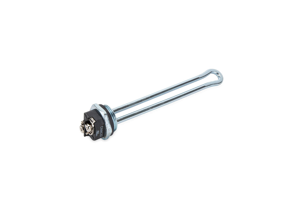Camco 1500W 120V screw-in water heater element ready for quick replacement in hard water areas.