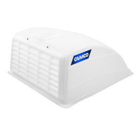 Camco 40431 RV white roof vent cover, front view, showcasing airflow and light entry