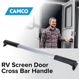 Camco RV screen-door grab-handle offers a secure grip for effortless exits.