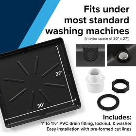 Camco drain pan dimensions 30x32 inches fit most washers
