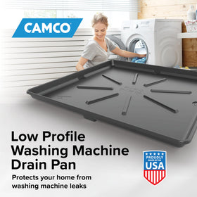 Durable injection-molded Camco drain pan construction in graphite color